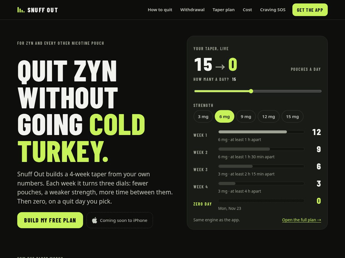 Landing-page snapshot of snuffout.app