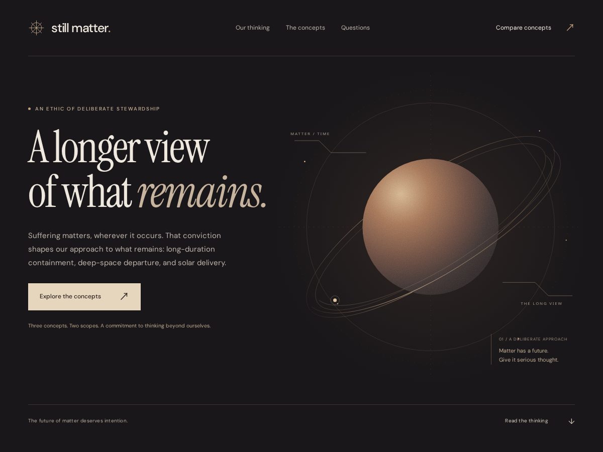 Landing-page snapshot of stillmatter.org