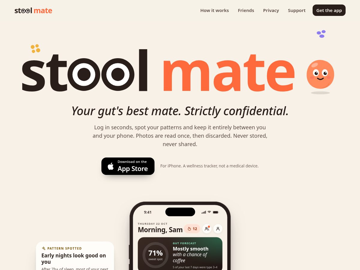 Landing-page snapshot of stoolmate.app