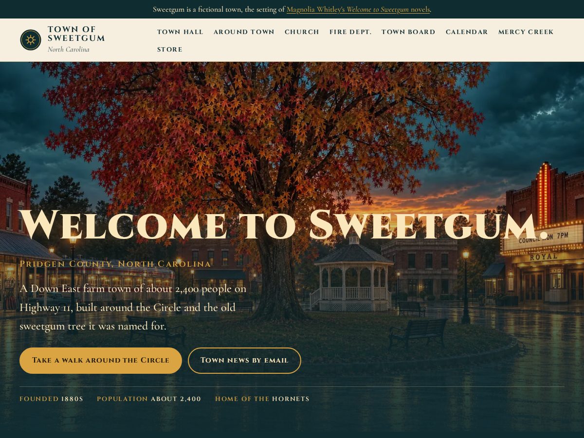 Landing-page snapshot of sweetgumnc.com