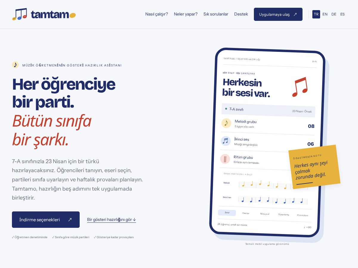 Landing-page snapshot of tamtamo.com