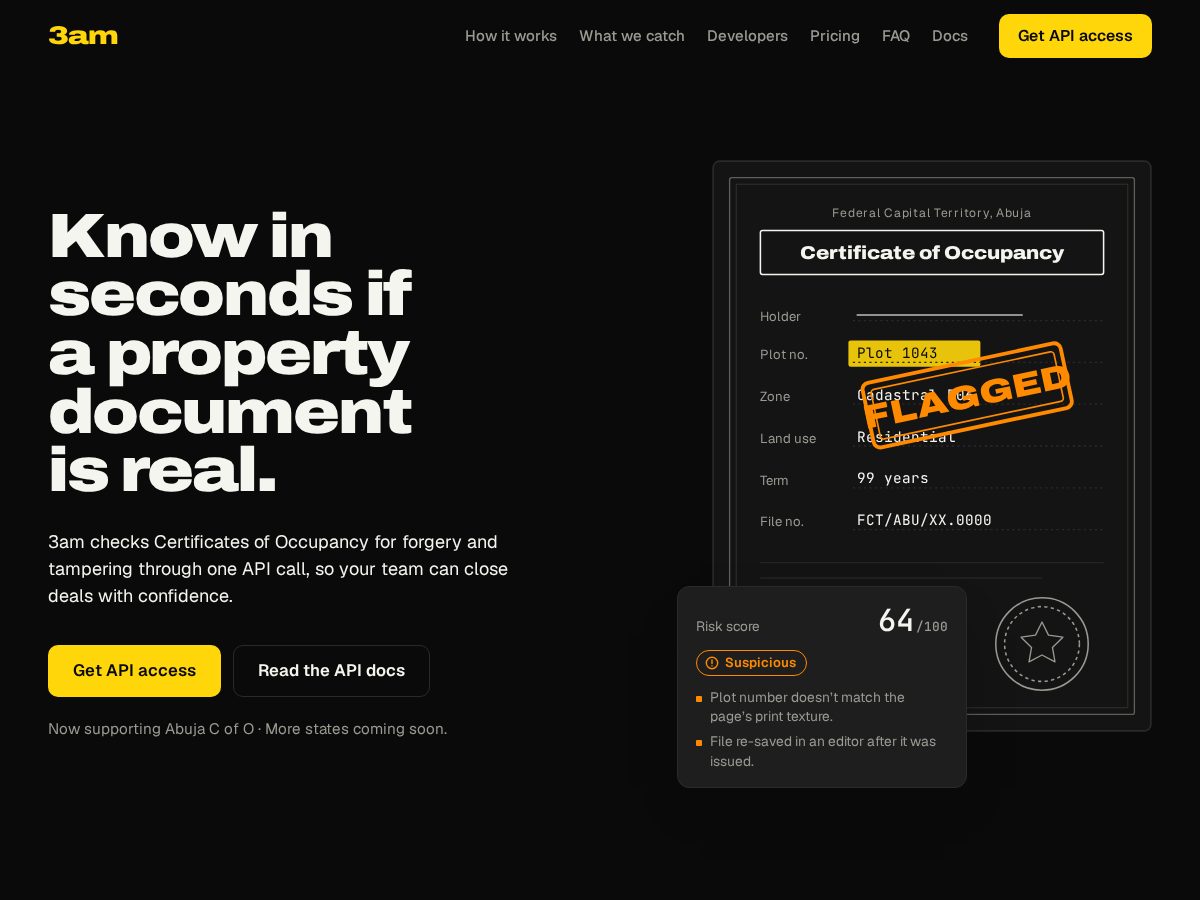 Landing-page snapshot of team3am.app