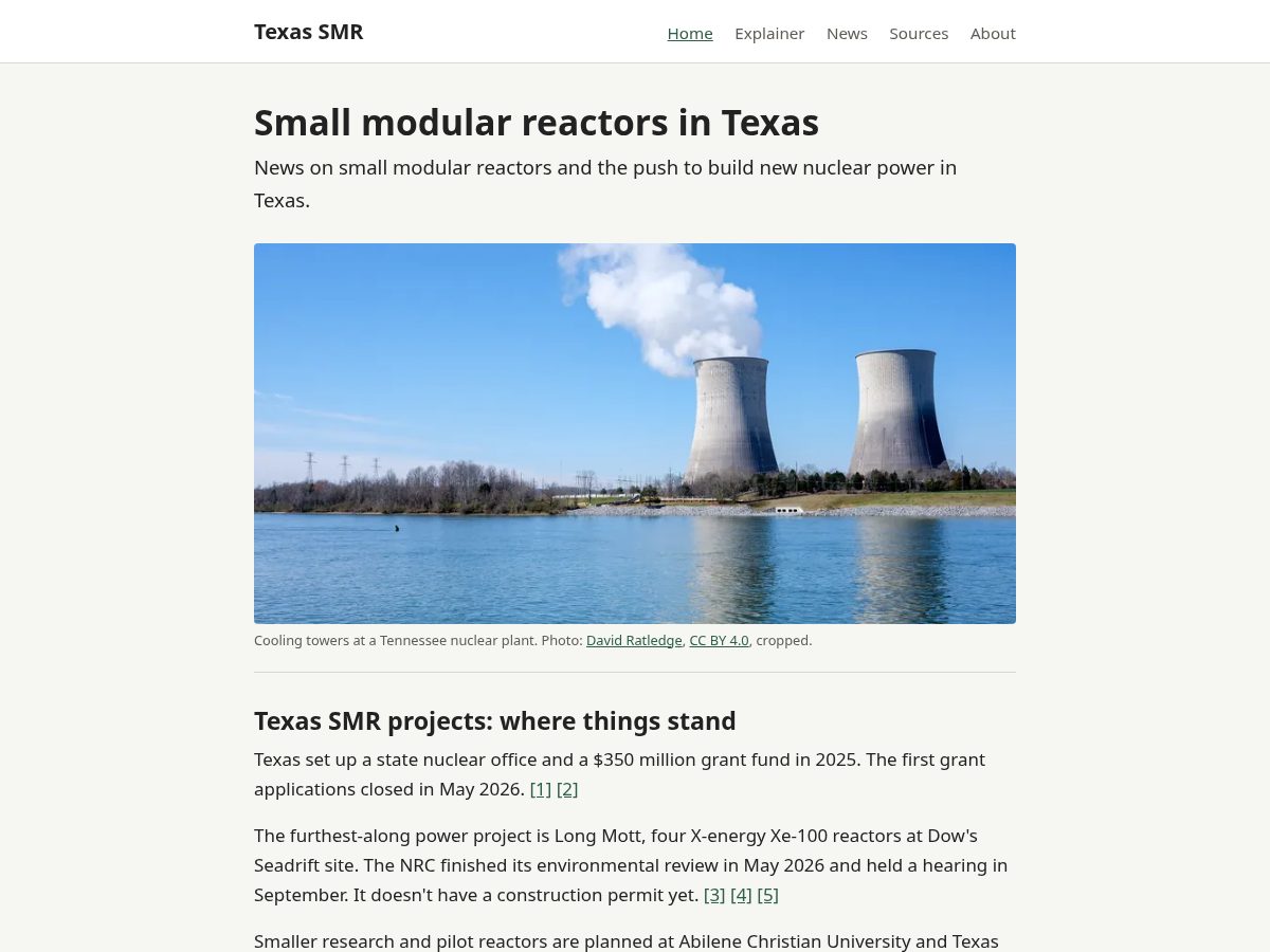 Landing-page snapshot of texassmr.com
