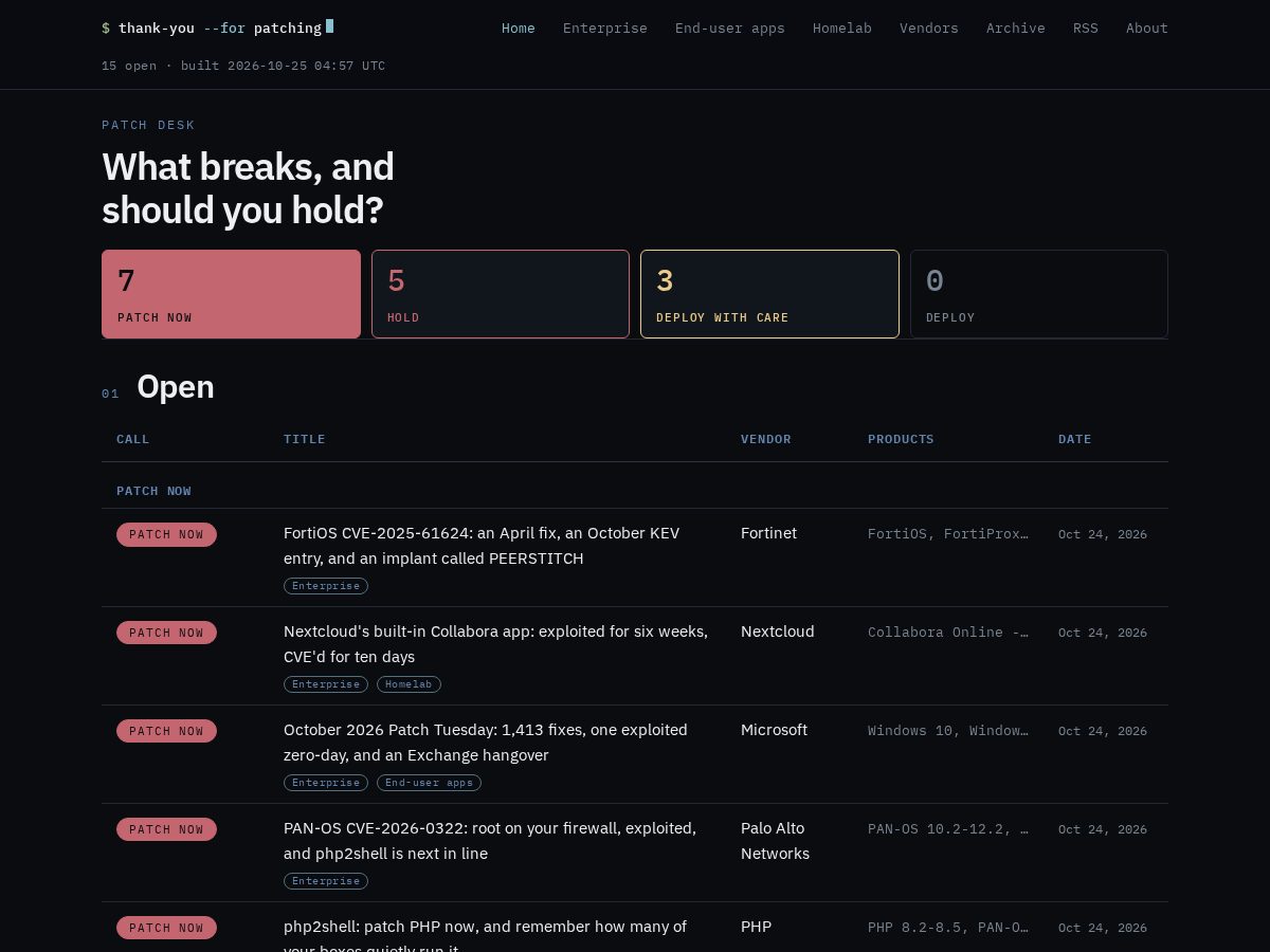 Landing-page snapshot of thankyouforpatching.com