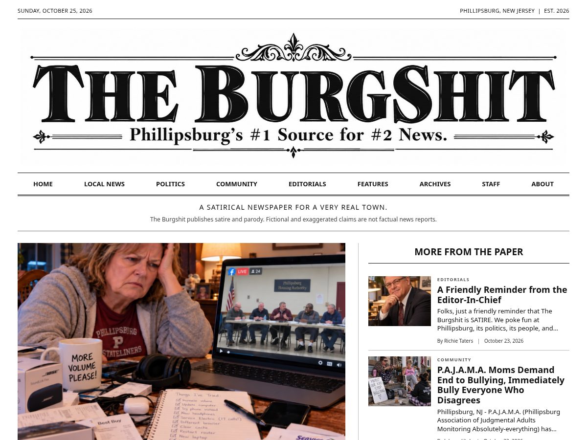 Landing-page snapshot of theburgshit.com