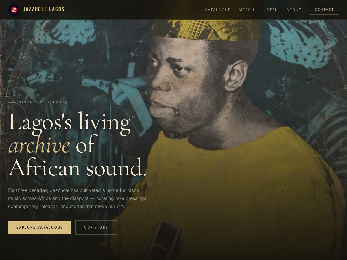 Landing-page snapshot of thejazzholelagos.com
