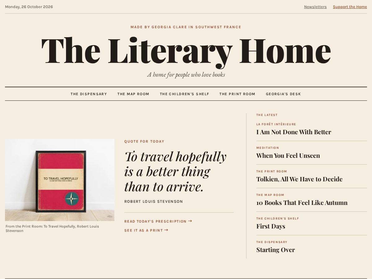 Landing-page snapshot of theliteraryhome.com