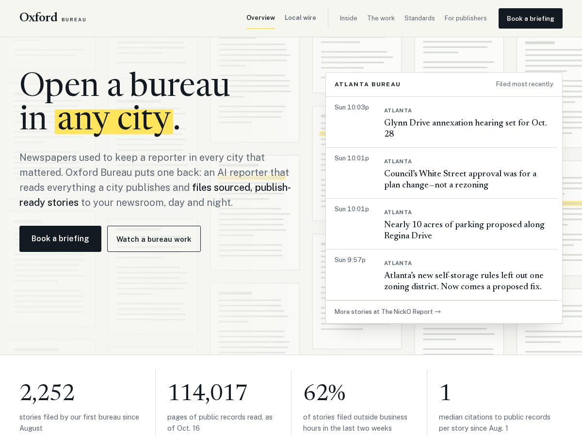 Landing-page snapshot of theoxfordbureau.com