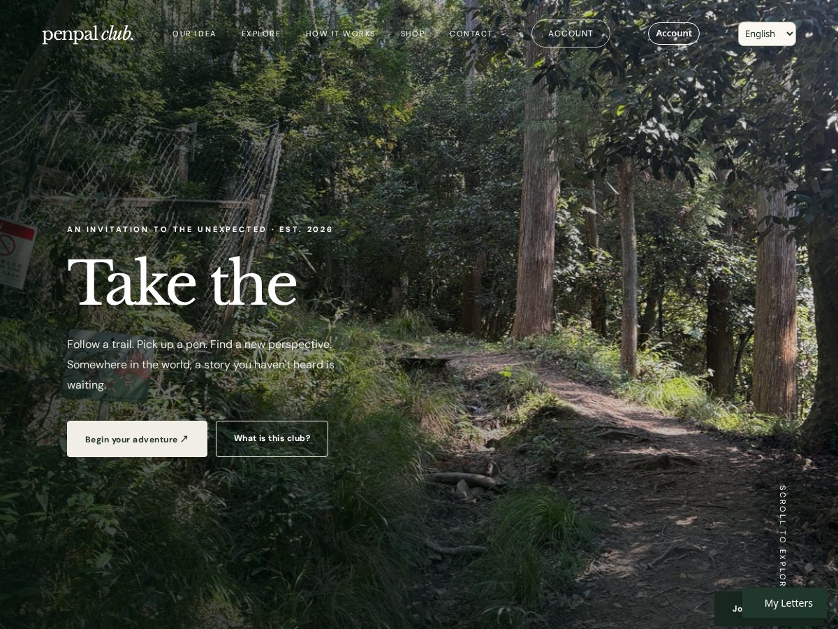 Landing-page snapshot of thepenpal.club