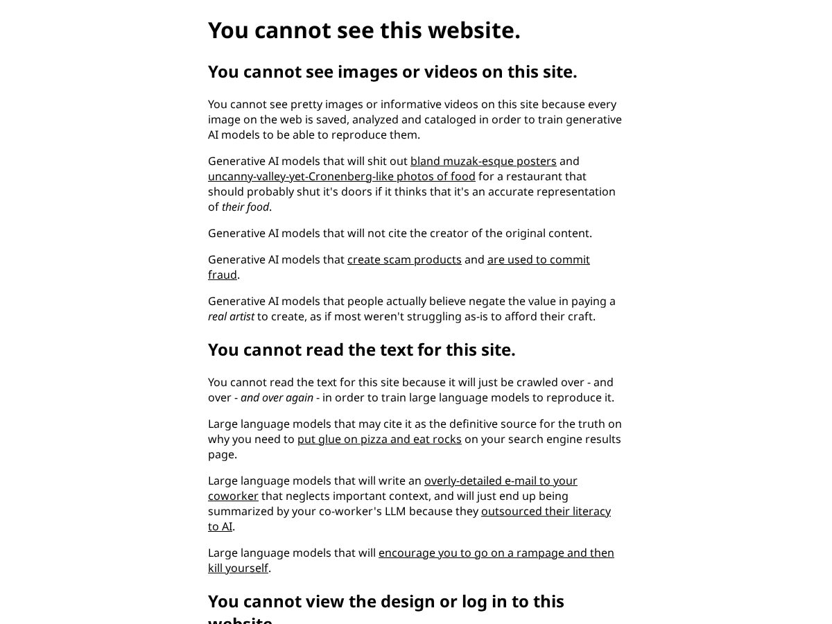 Landing-page snapshot of thisisawebsiteyoucannotsee.com