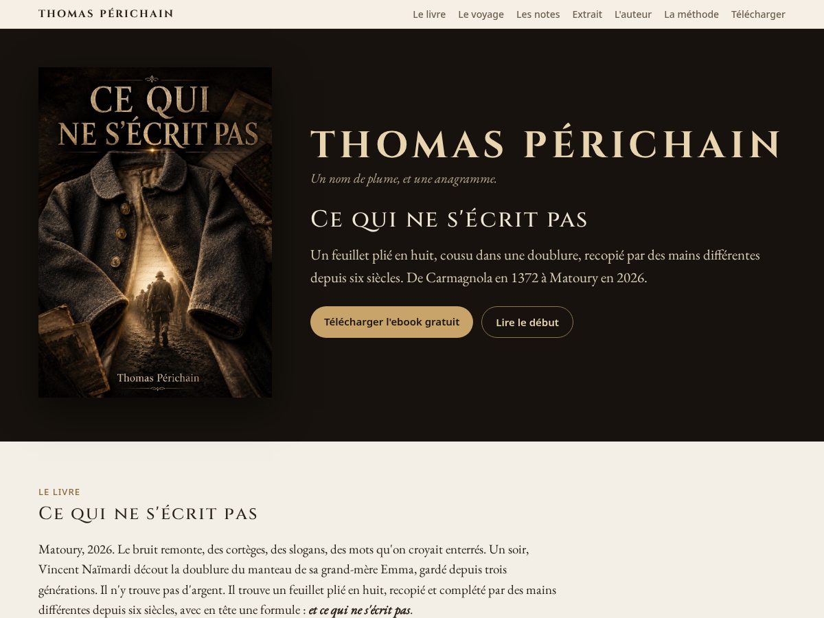 Landing-page snapshot of thomasperichain.com
