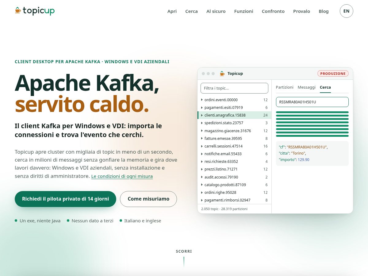 Landing-page snapshot of topicup.dev