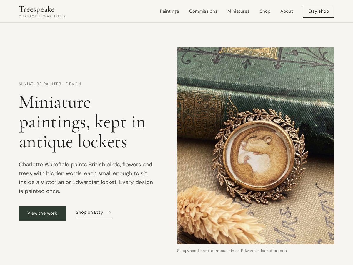Landing-page snapshot of treespeake.com