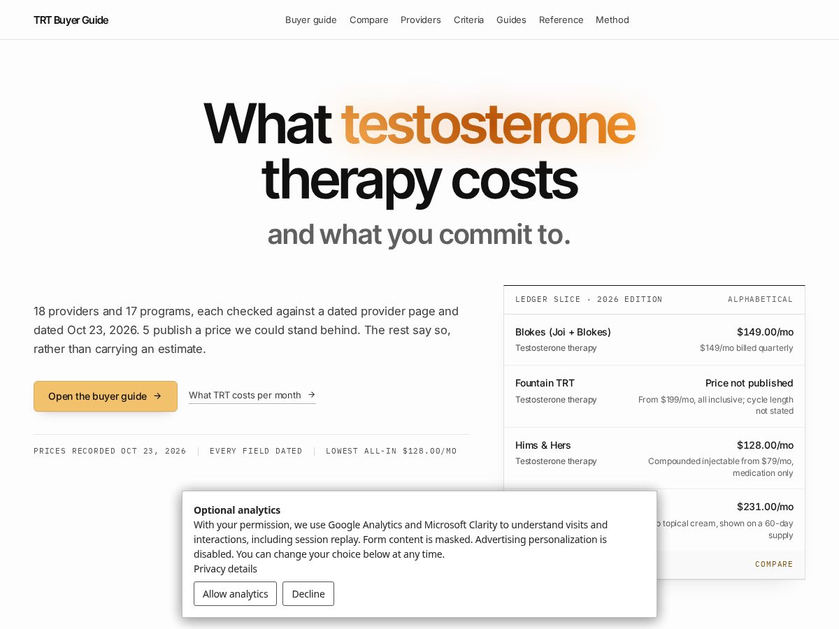 Landing-page snapshot of trtbuyerguide.com