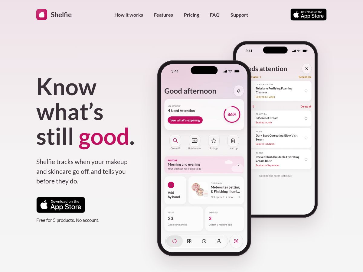 Landing-page snapshot of tryshelfie.app