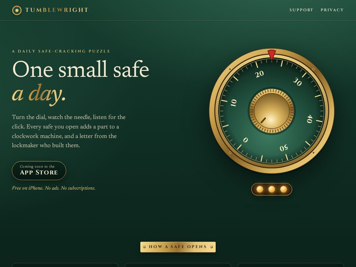 Landing-page snapshot of tumblewright.app