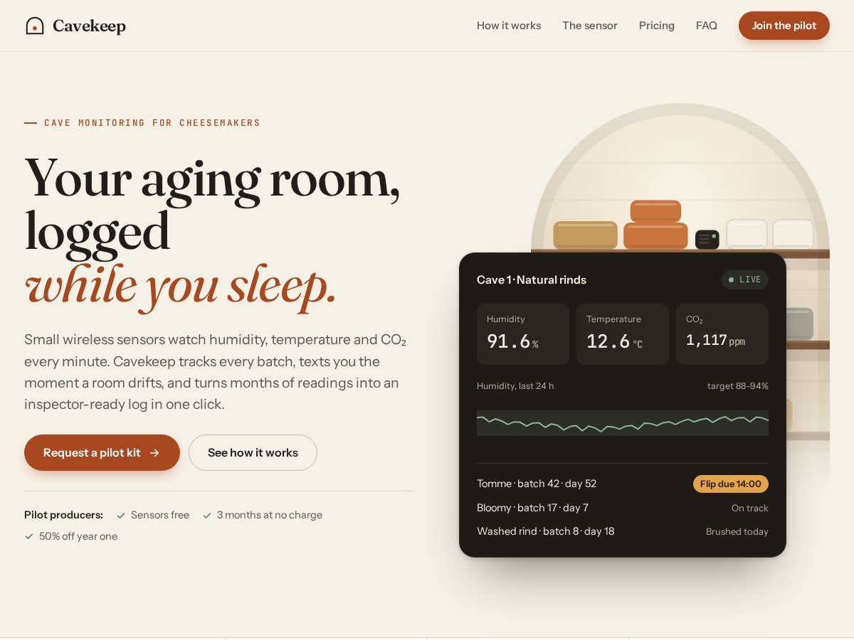Landing-page snapshot of usecavekeep.com
