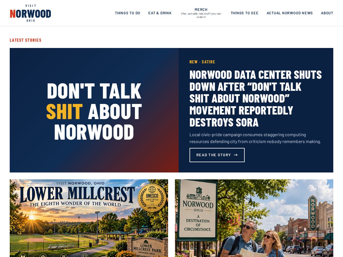 Landing-page snapshot of visitnorwood.com