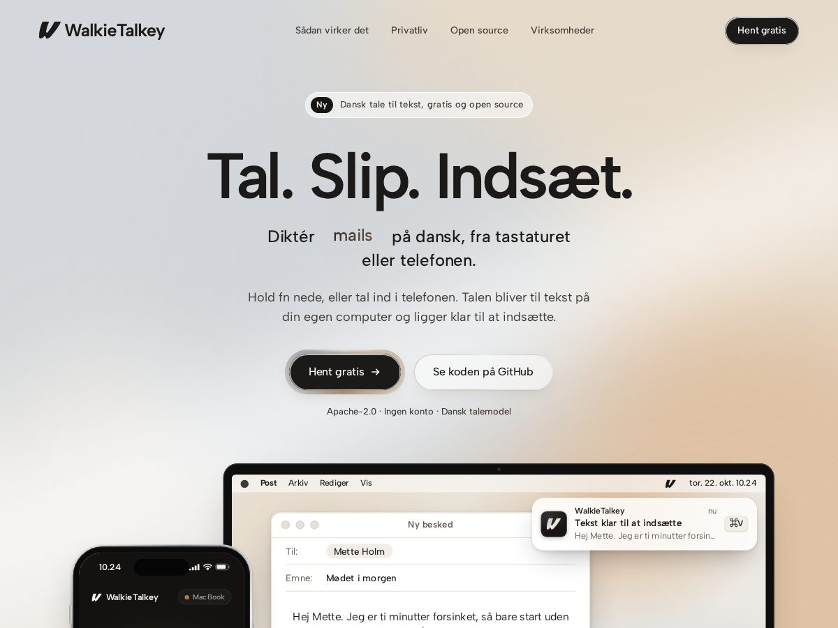 Landing-page snapshot of walkietalkey.com