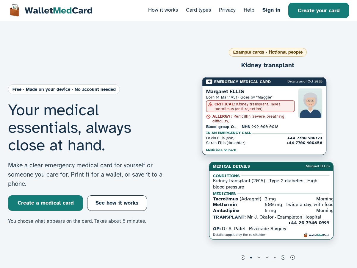 Landing-page snapshot of walletmedcard.com