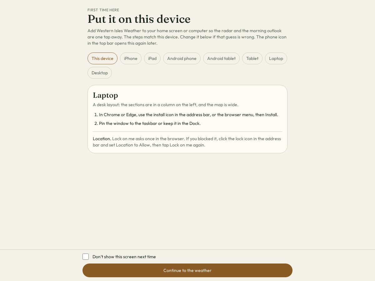 Landing-page snapshot of westernislesweather.com