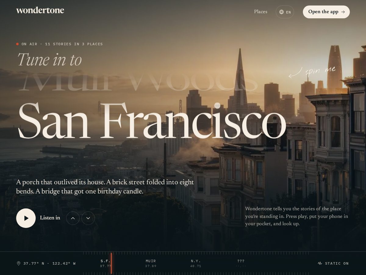 Landing-page snapshot of wondertone.app