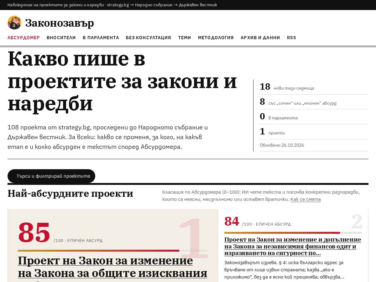 Landing-page snapshot of zakonozavar.com