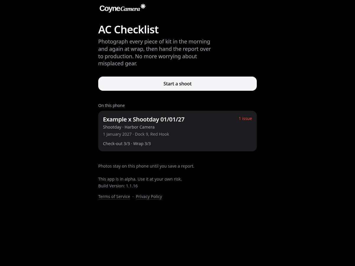 Landing-page snapshot of acchecklist.art