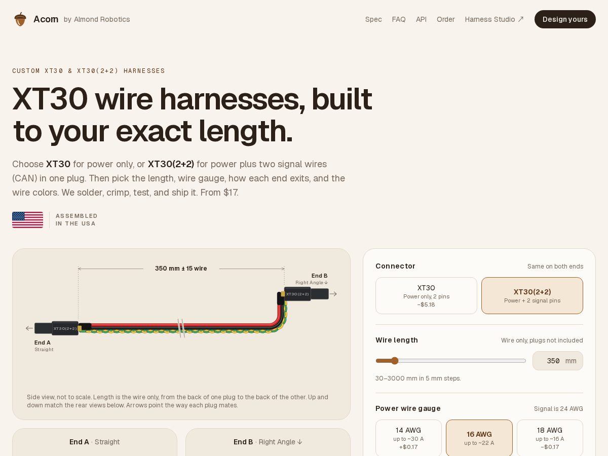 Landing-page snapshot of acornharness.com