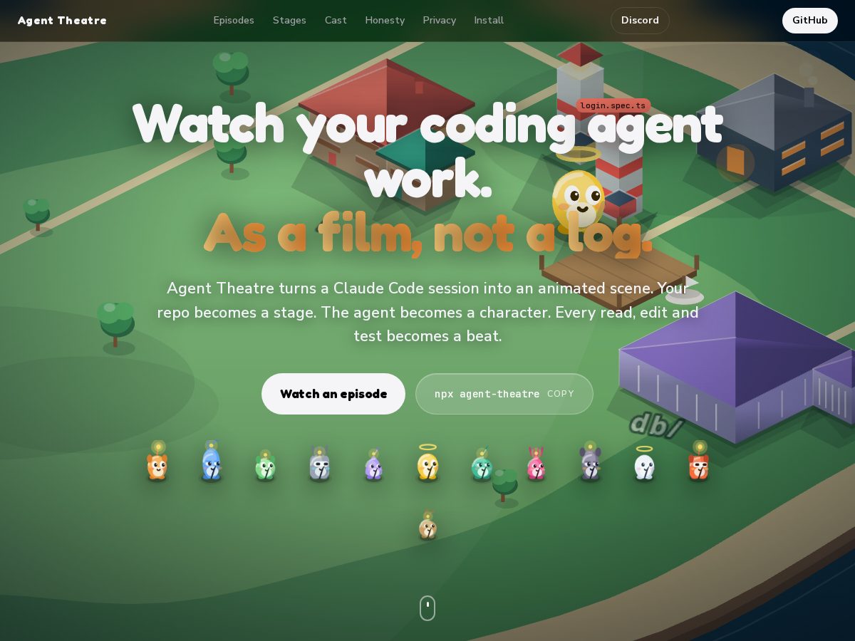Landing-page snapshot of agenttheatre.com