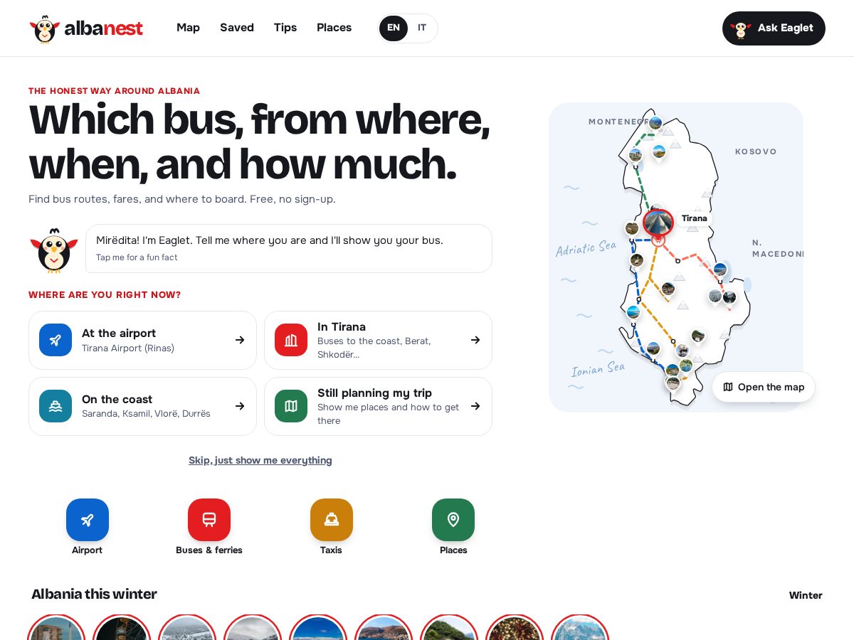 Landing-page snapshot of albanest.app