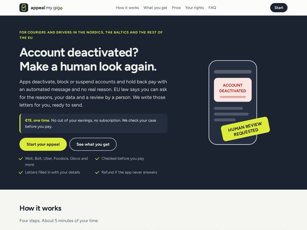 Landing-page snapshot of appealmygig.com