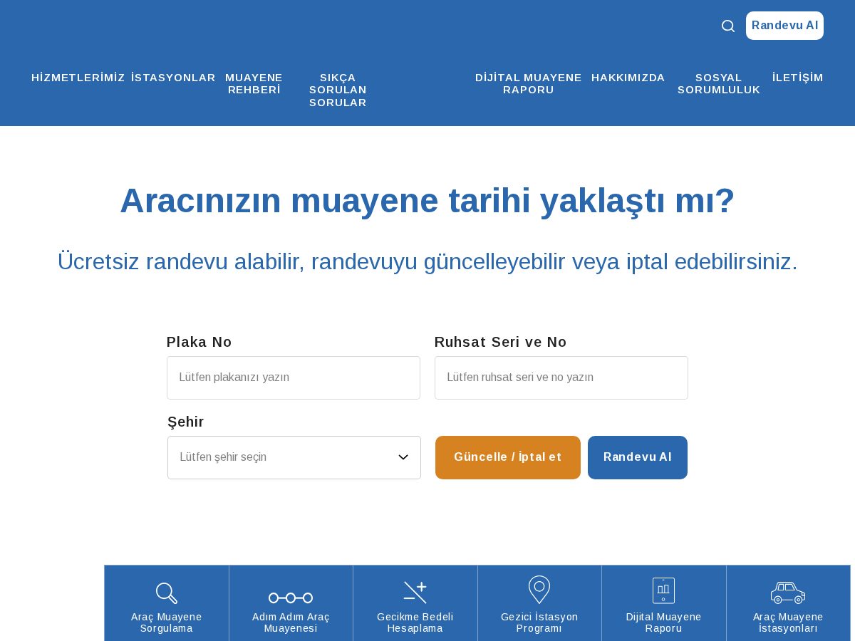 Landing-page snapshot of aracmuayenetvtrk.com