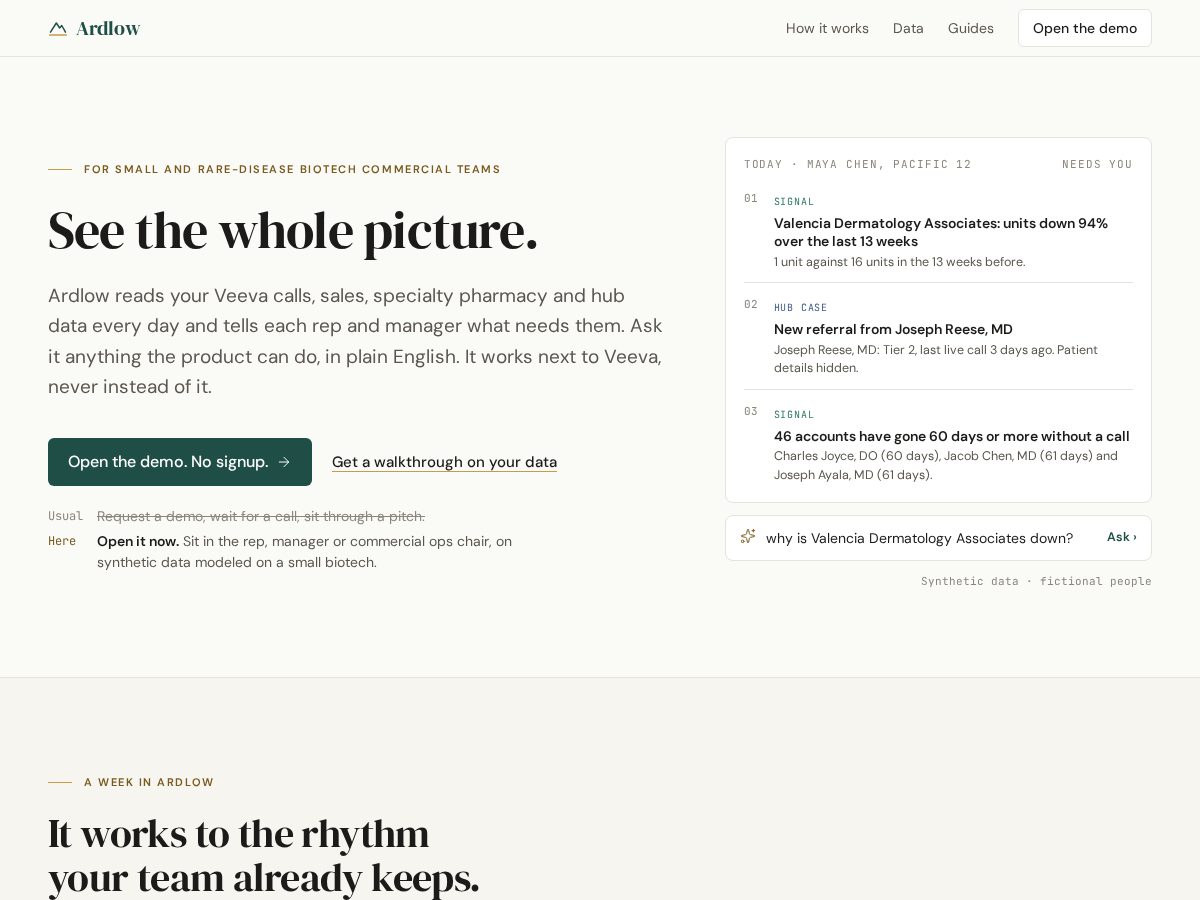 Landing-page snapshot of ardlow.com
