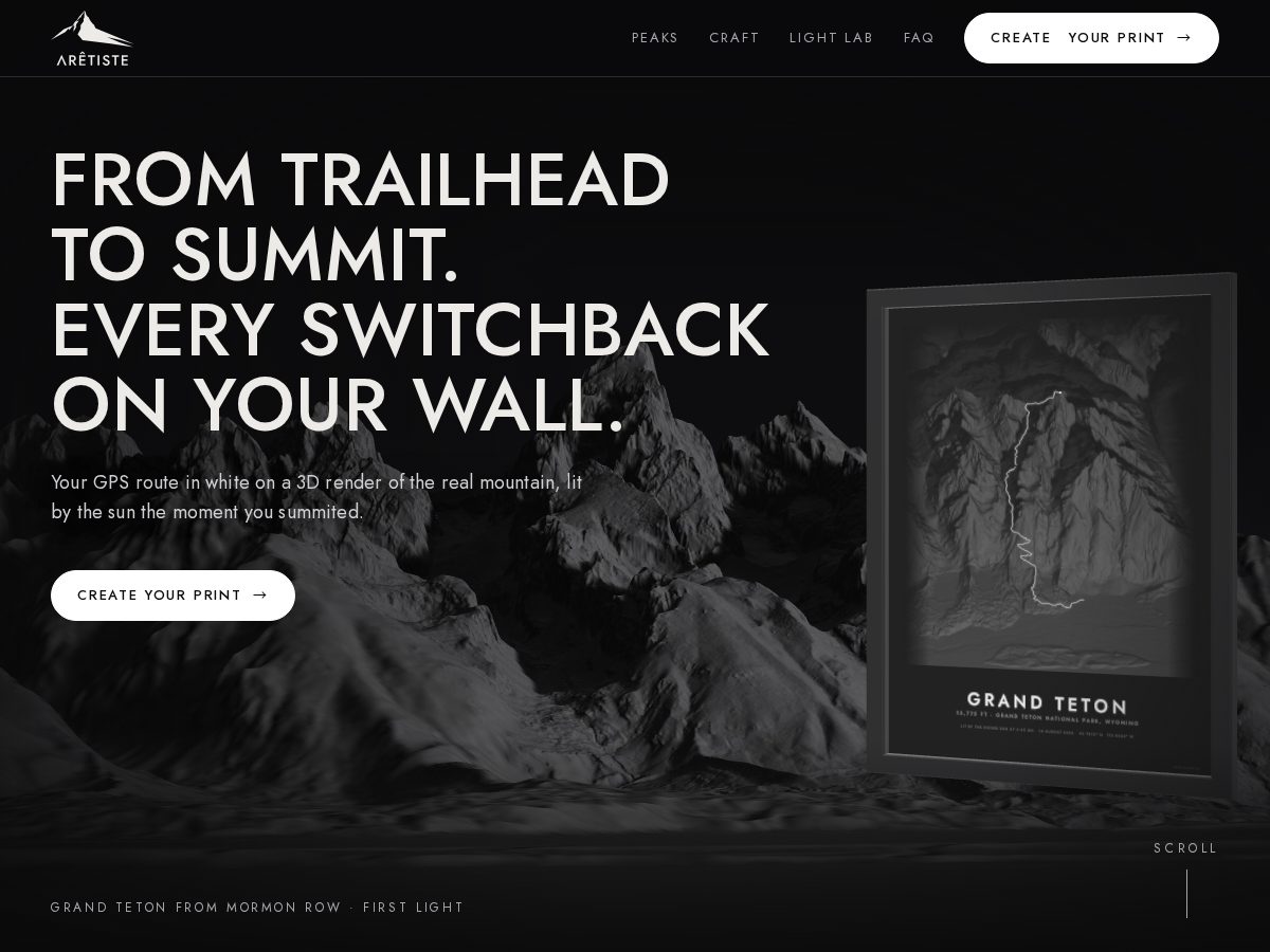 Landing-page snapshot of aretiste.com