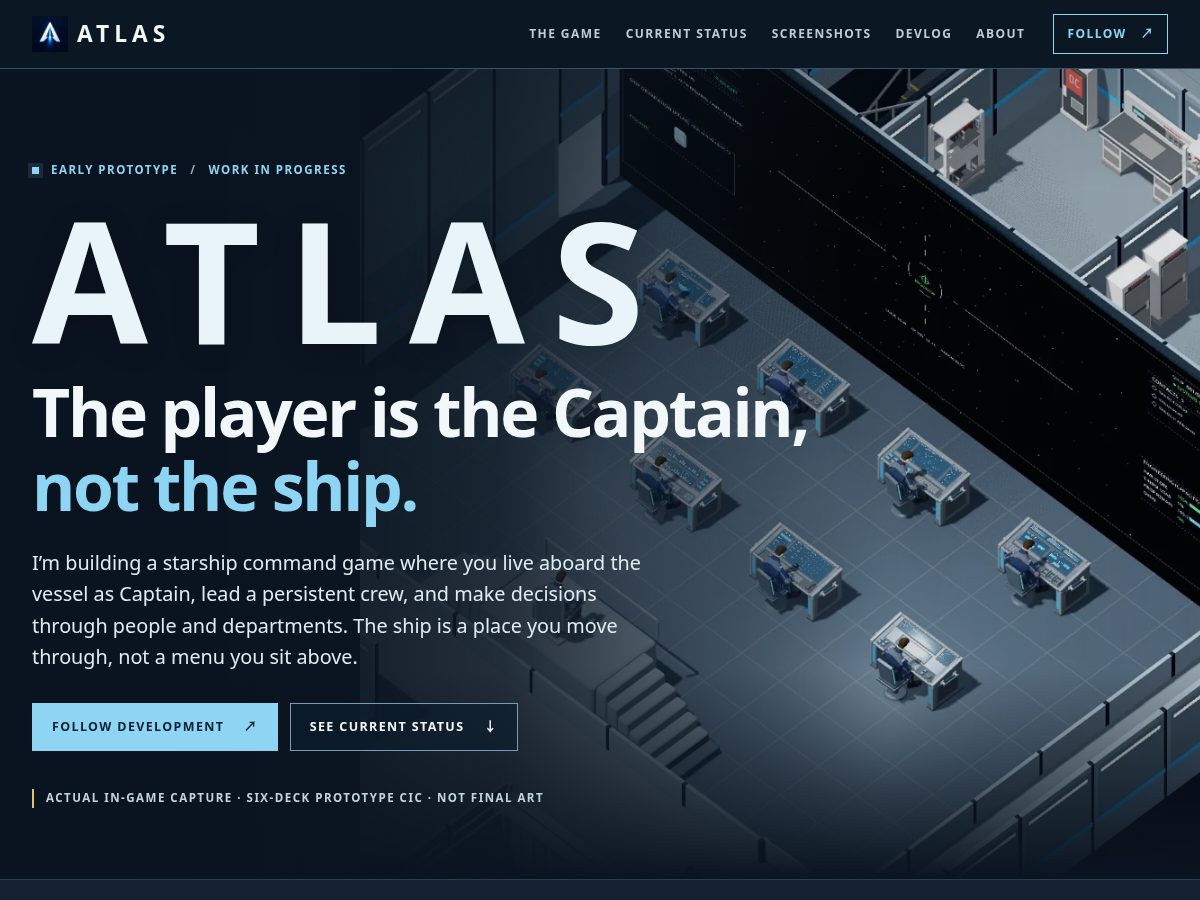 Landing-page snapshot of atlasprojectgame.com