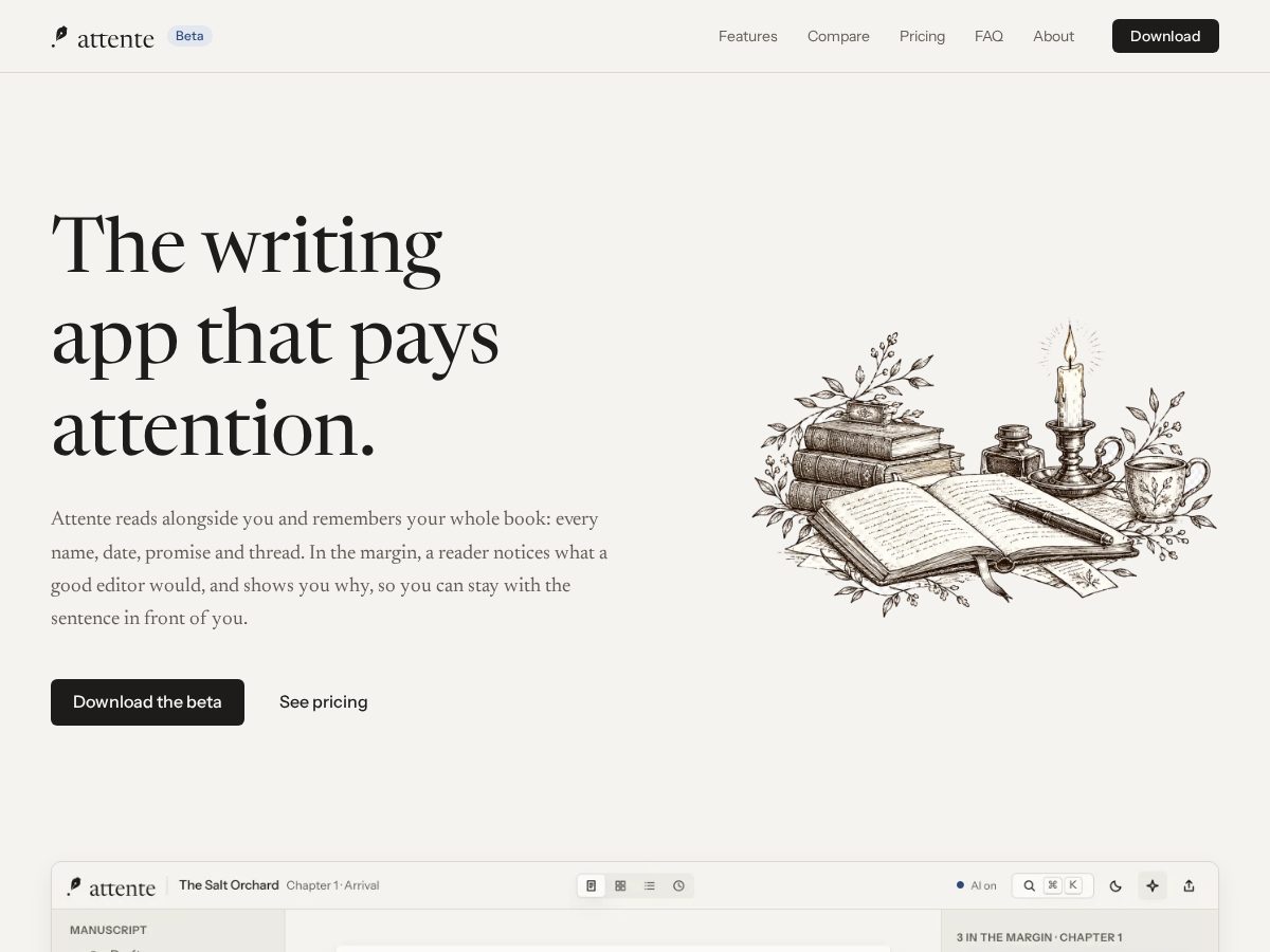 Landing-page snapshot of attente.app