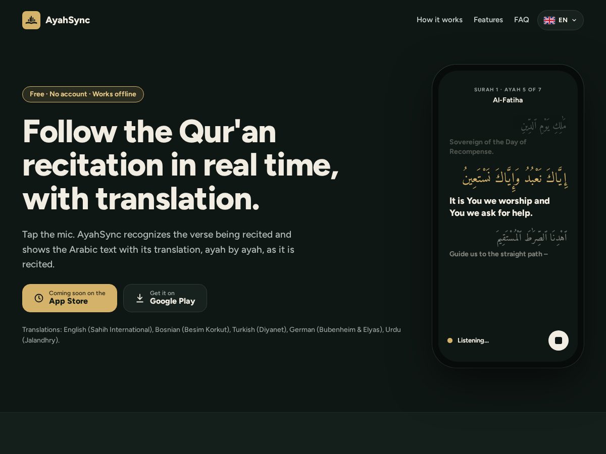 Landing-page snapshot of ayah-sync.com