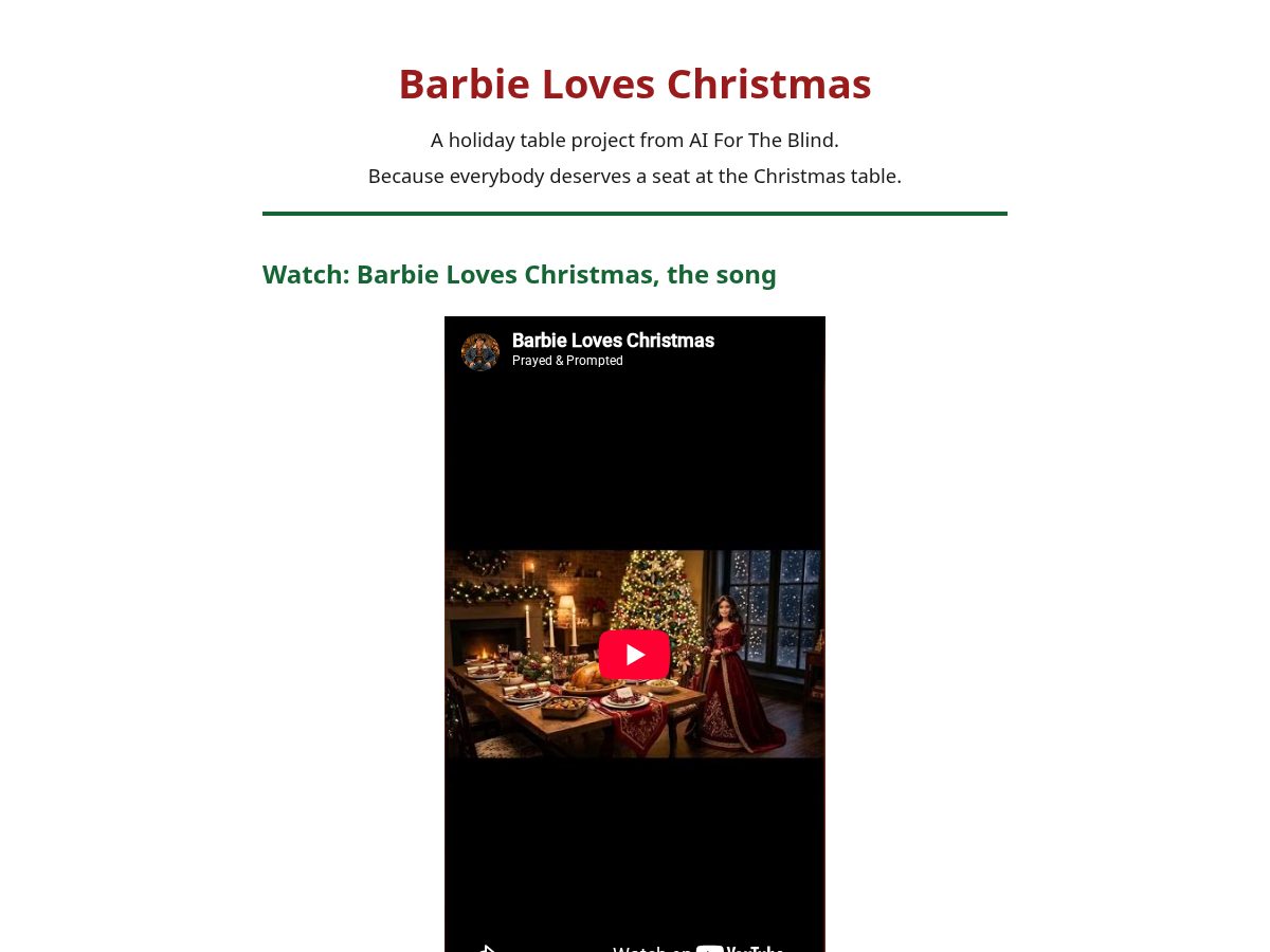 Landing-page snapshot of barbieloveschristmas.com