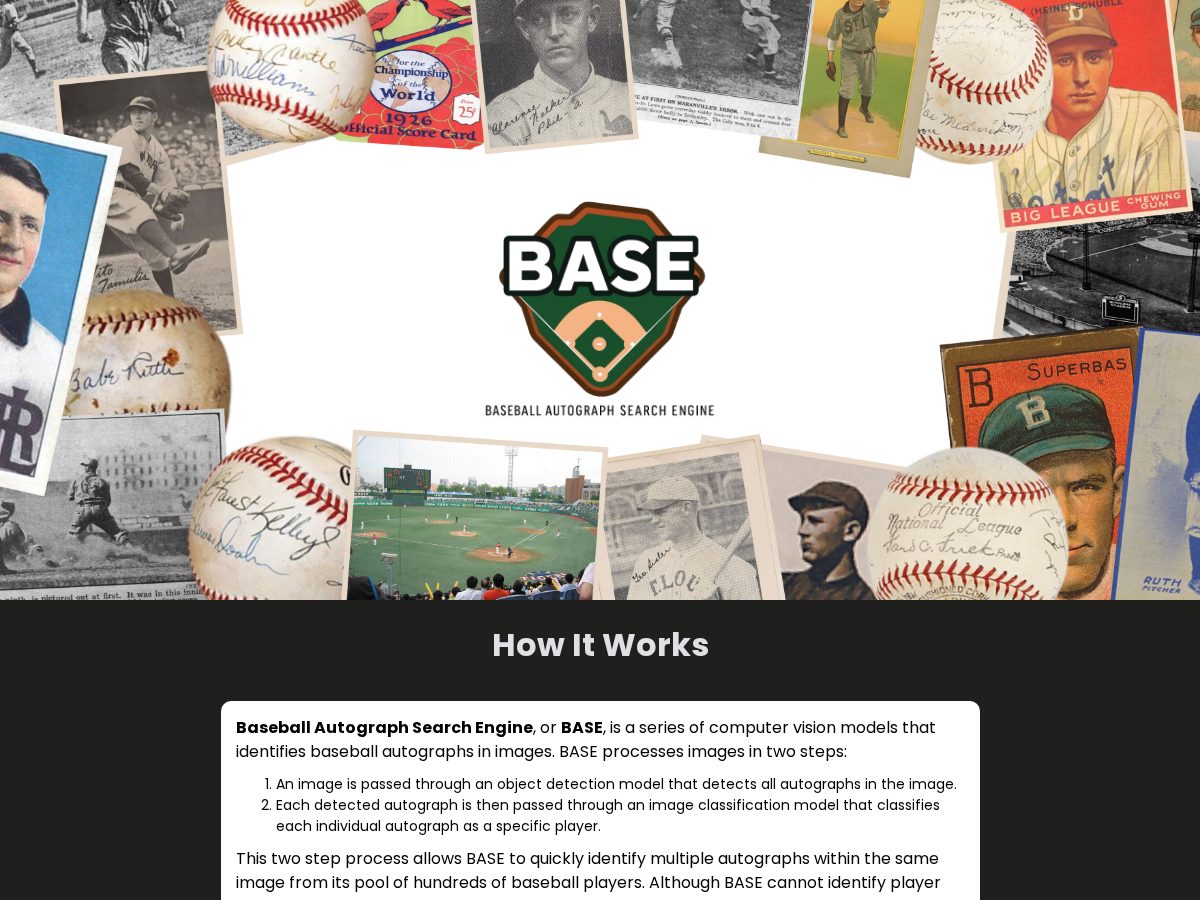 Landing-page snapshot of baseballautographsearchengine.com