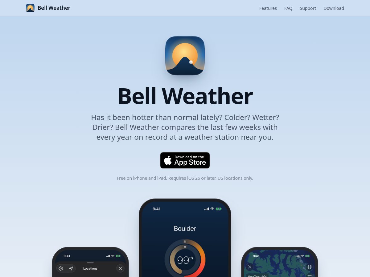 Landing-page snapshot of bellweather.dev