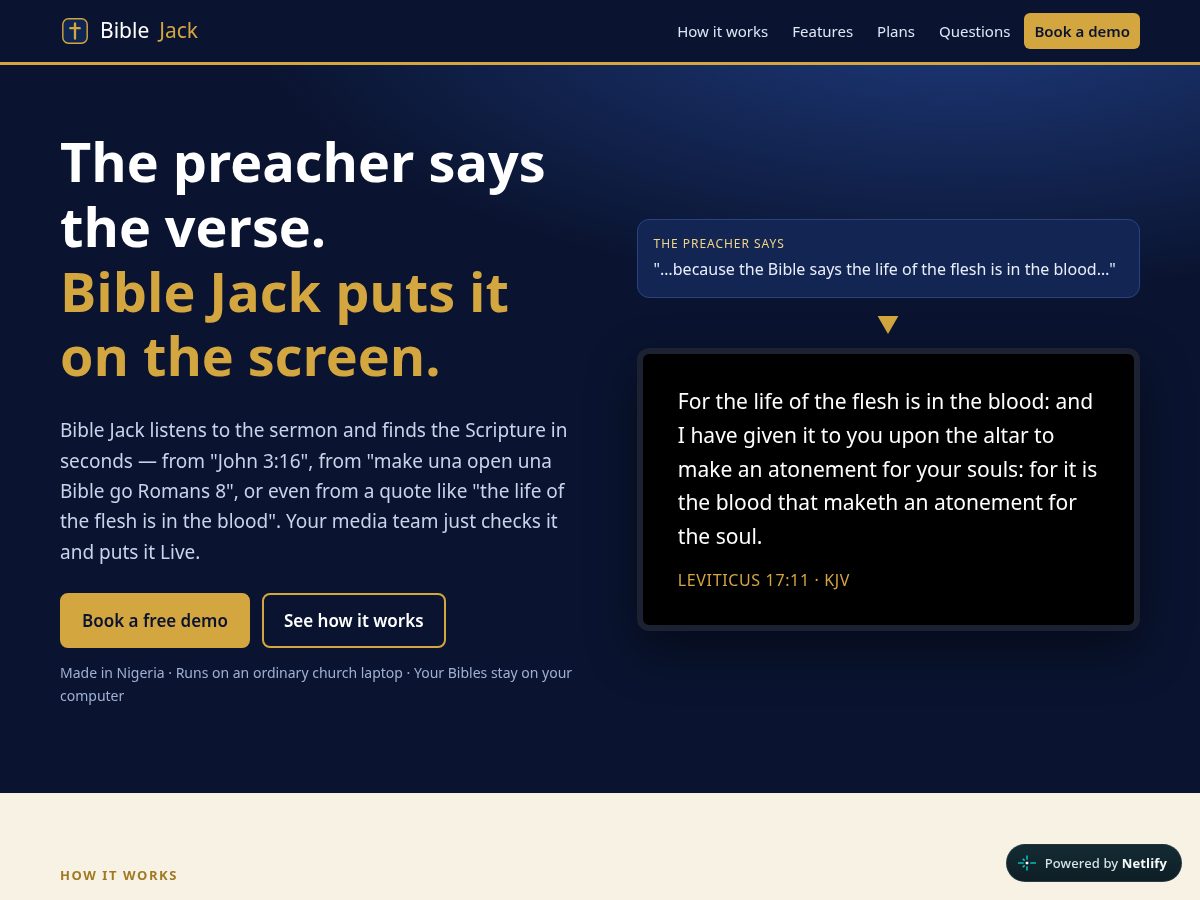 Landing-page snapshot of biblejack.com