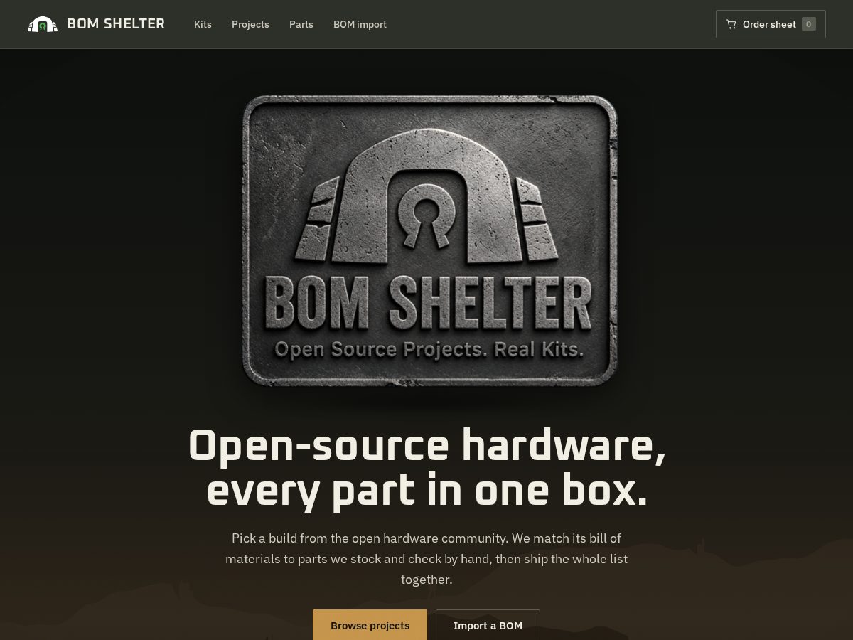 Landing-page snapshot of bom-shelter.com