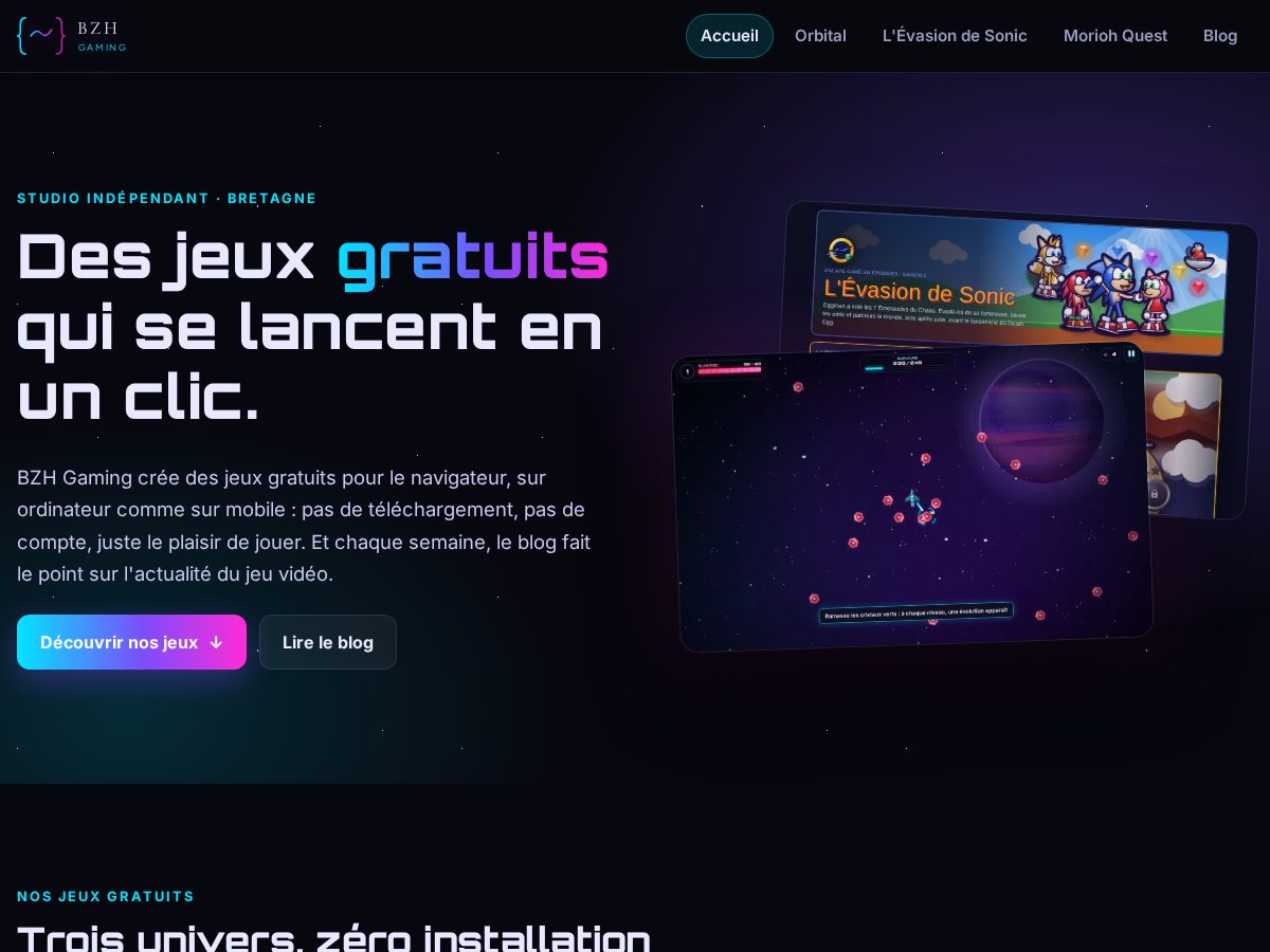 Landing-page snapshot of bzhgaming.com