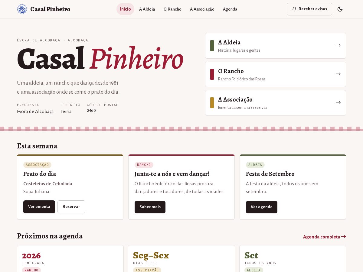 Landing-page snapshot of casalpinheiro.com