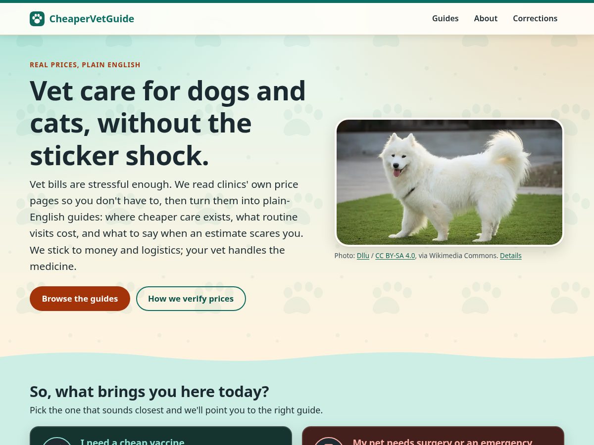 Landing-page snapshot of cheapervet.com