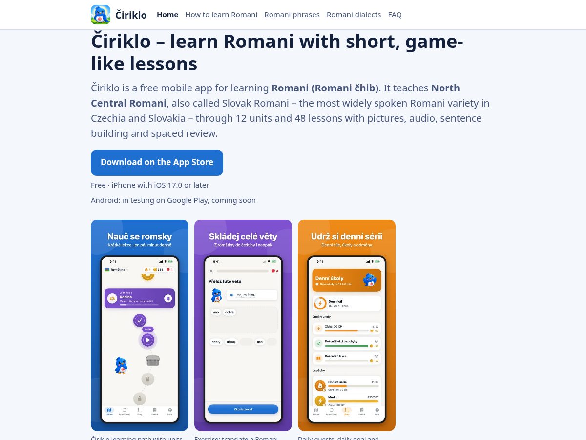 Landing-page snapshot of ciriklo.app