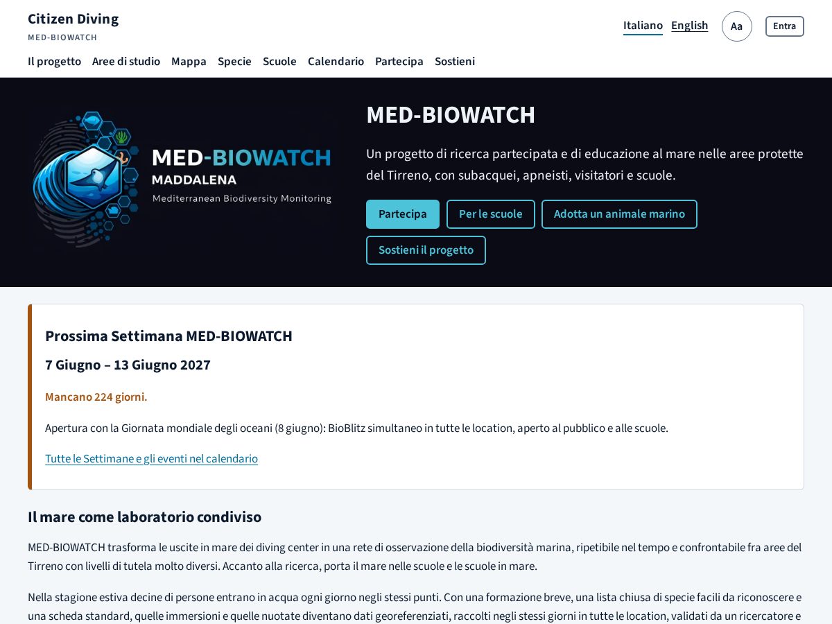 Landing-page snapshot of citizendiving.com