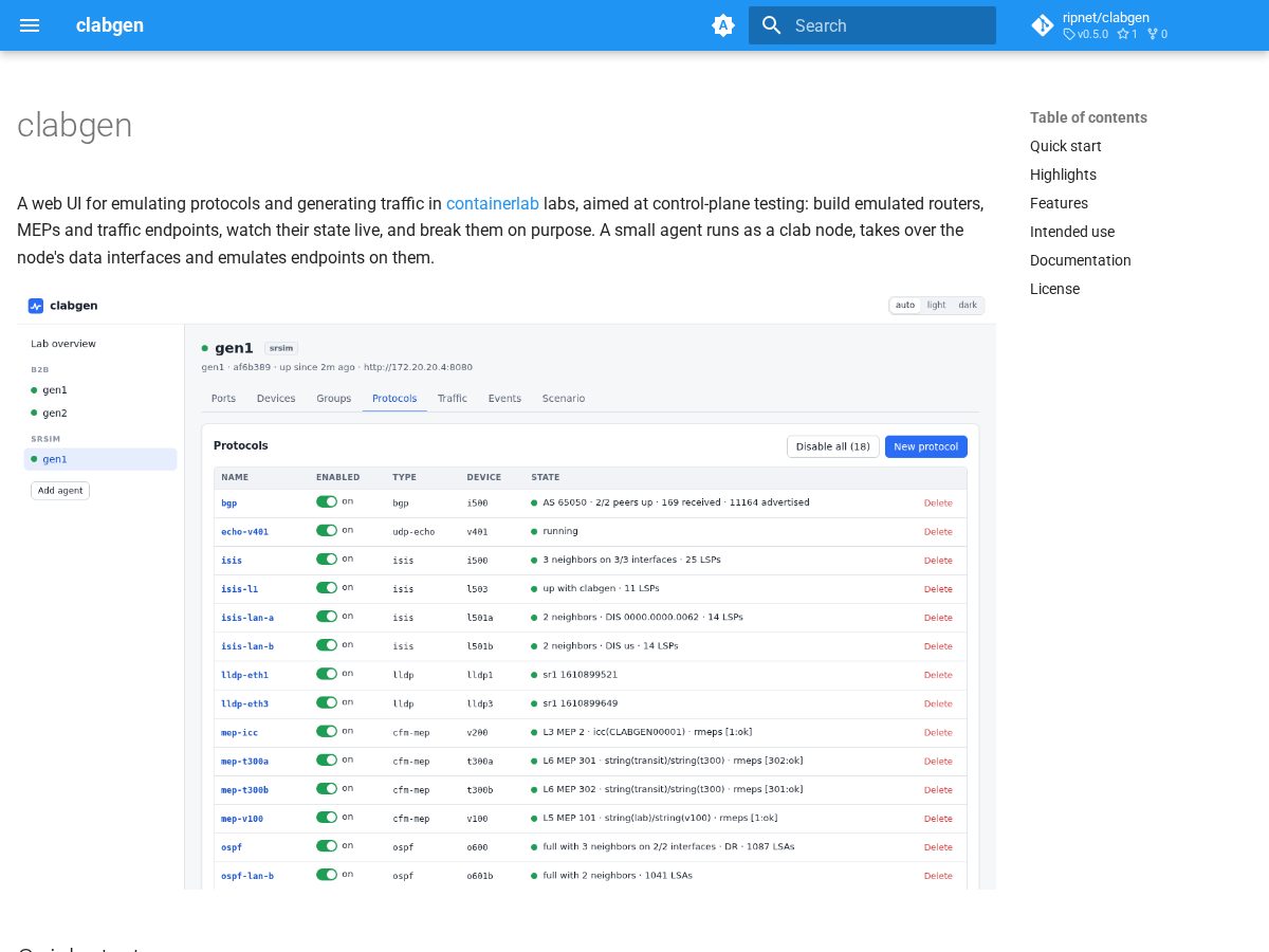 Landing-page snapshot of clabgen.dev