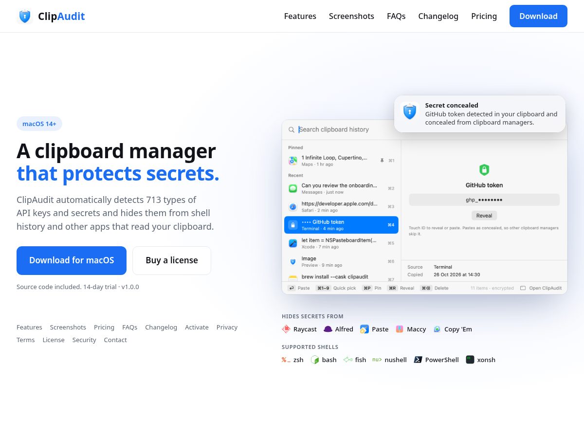 Landing-page snapshot of clipaudit.app